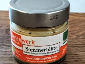 Bioland Sommerblüten Honig 245g Glas aus dem Aller Leine Tal.