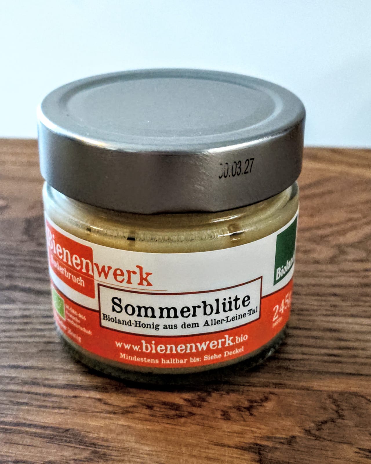 Bioland Sommerblüten Honig 245g Glas aus dem Aller Leine Tal.