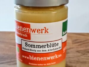 Bioland Sommerblüten Honig 485g Glas aus dem Aller Leine Tal.